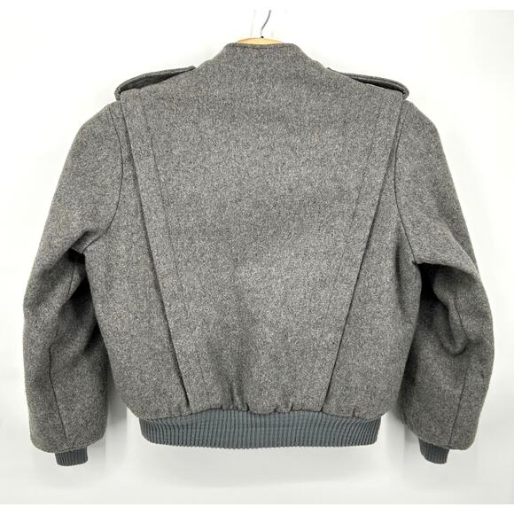 Vintage 80s 90s Cal-Jac wool tweed cafe racer lined‎ bomber jacket Men's L grey - Picture 5 of 10